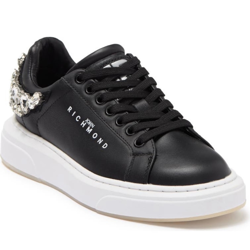 JOHN RICHMOND Sparkly rhinestones Embellished Leather Fashion Sneakers 35